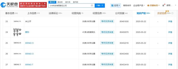 小米申请“XRING O2”等商标 国际分类均为科学仪器