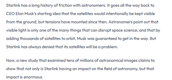 外媒：马斯克的星链干扰低频射电天文观测 问题日益严峻